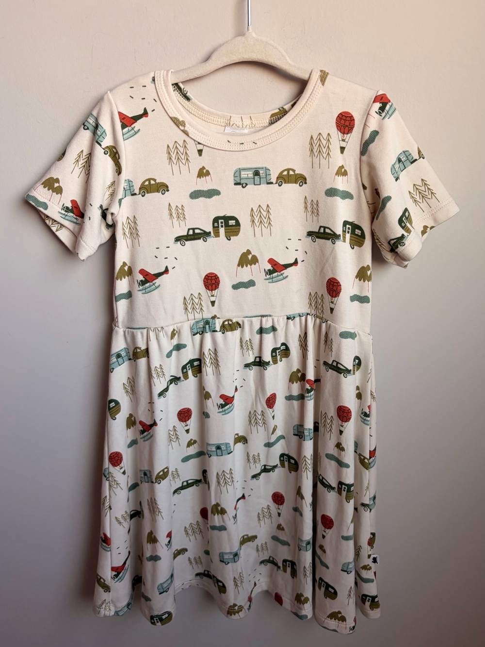 Little & Lively Kids Cream Adventure Print Dress